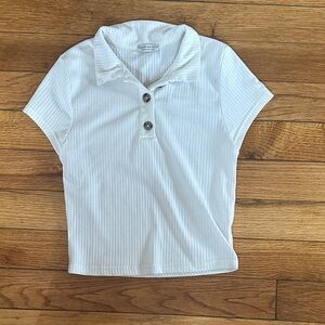 Paper Crane White Ribbed Polo